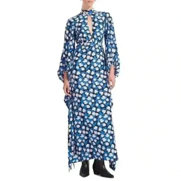 New NWT Staud Danica Maxi Dress White Acid Floral Open Back Size XS Retails $495 - Picture 3 of 7